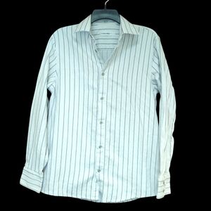 EUC Calvin Klein Men's White Button Down Striped Shirt Size S